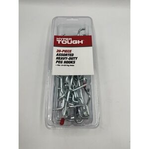 FACTORY SEALED HYPER TOUGH HEAVY-DUTY PEG HOOKS ASSORTMENT  20 PIECES